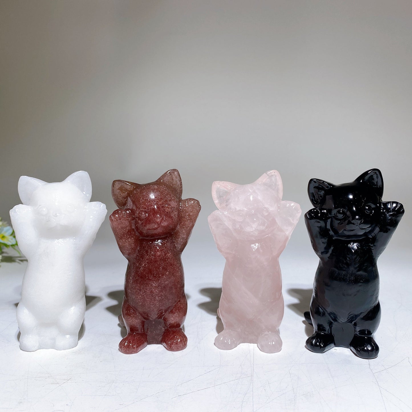 3.8" Crystal Cat Carving Crystal Healing Bulk Wholesale