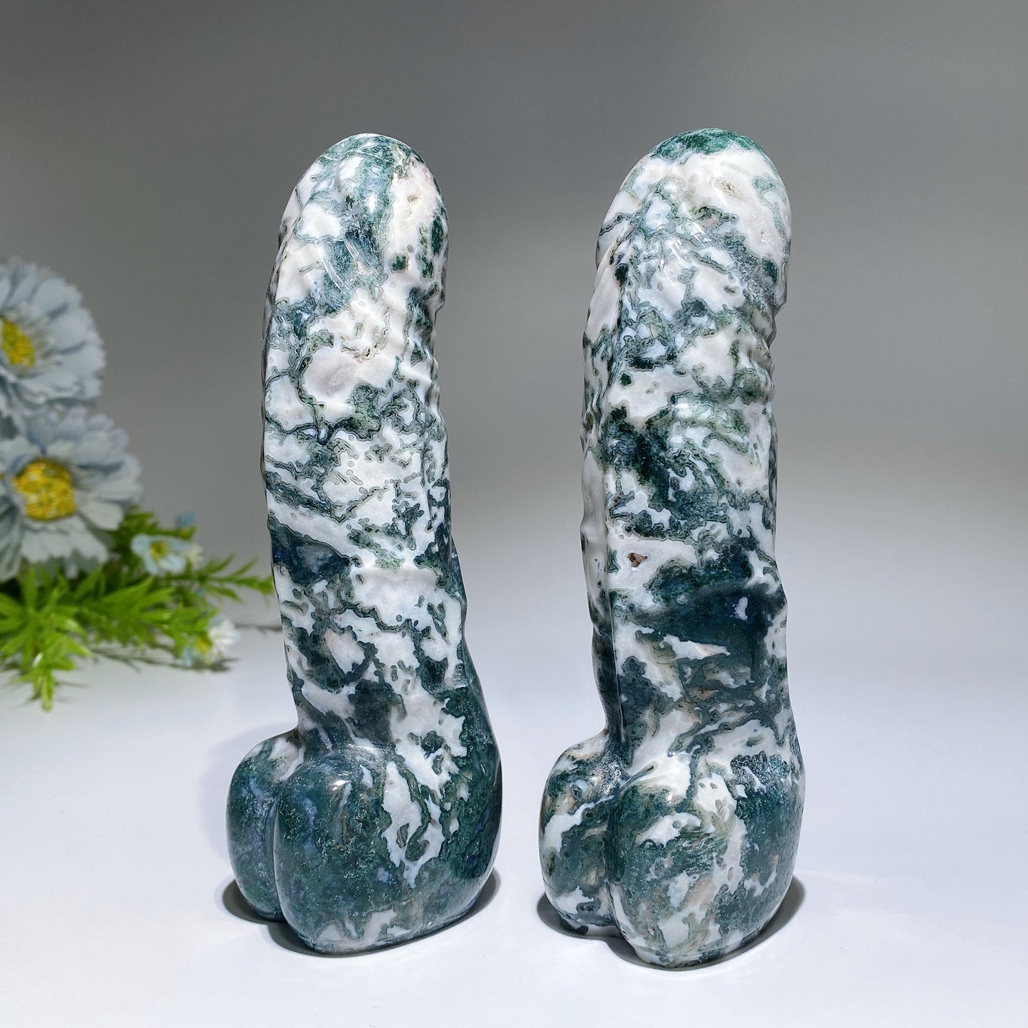 5.8" Moss Agate Ding Ding Carving Crystal Healing Bulk Wholesale