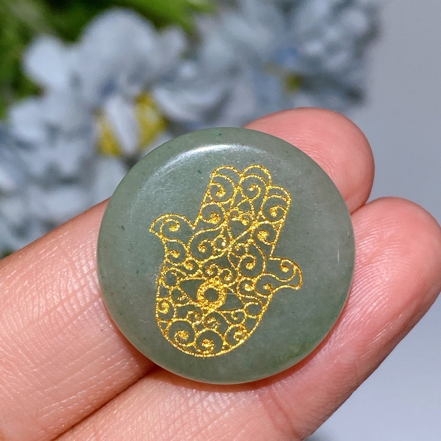 24mm Crystal Round Slab with Chakra Hand Printing Crystal Healing Bulk Wholesale