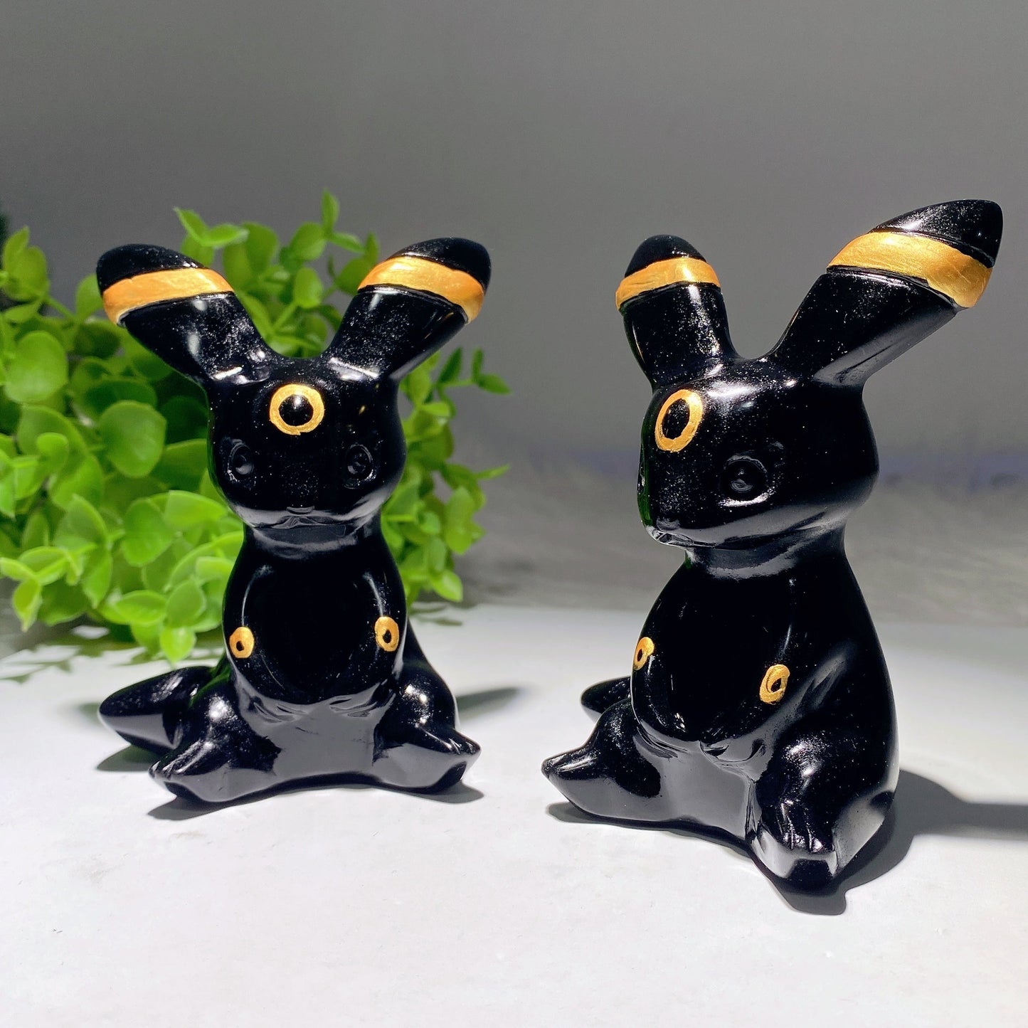 3.8" Black Obsidian Evee Carvings Bulk Wholesale