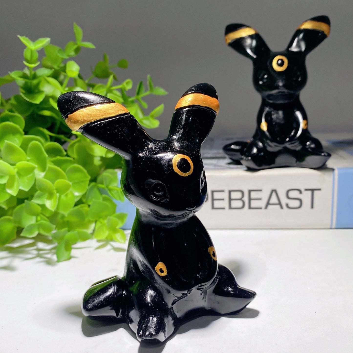 3.8" Black Obsidian Evee Carvings Bulk Wholesale