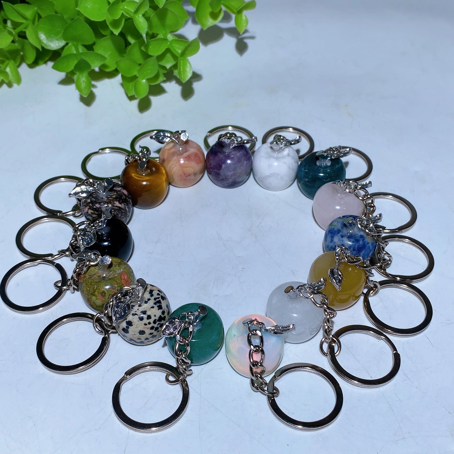 Crystal Apple Fruit Key Chain Crystal Healing Bulk Wholesale