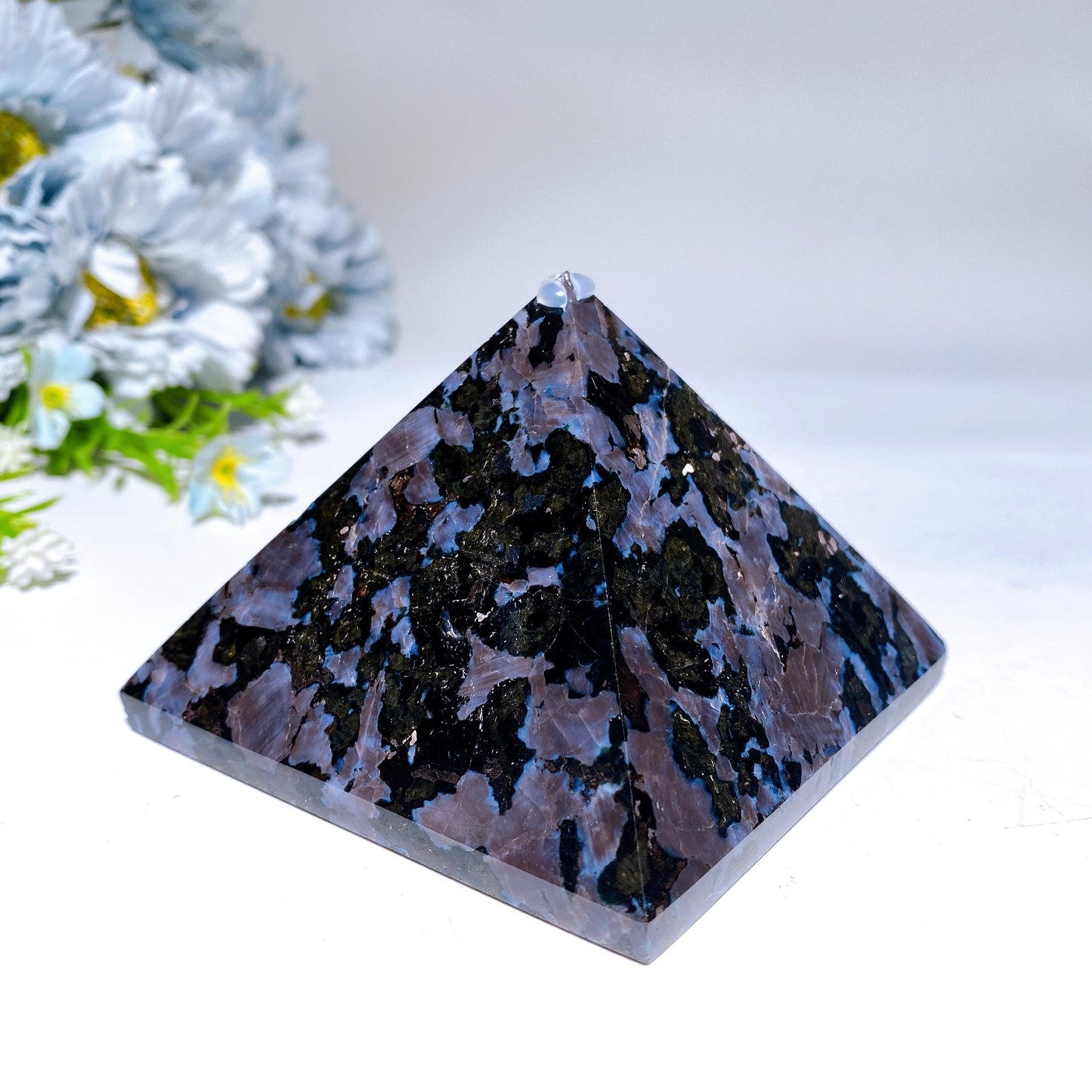 3.0" Indigo Gabbro Pyramid Carving Crystal Healing Bulk Wholesale