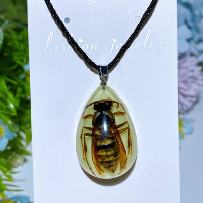 Adjustable Luminous Drop Shape Necklace with Insect Crystal Healing Bulk Wholesale