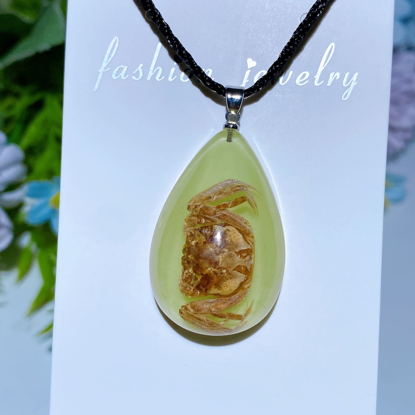 Adjustable Luminous Drop Shape Necklace with Insect Crystal Healing Bulk Wholesale