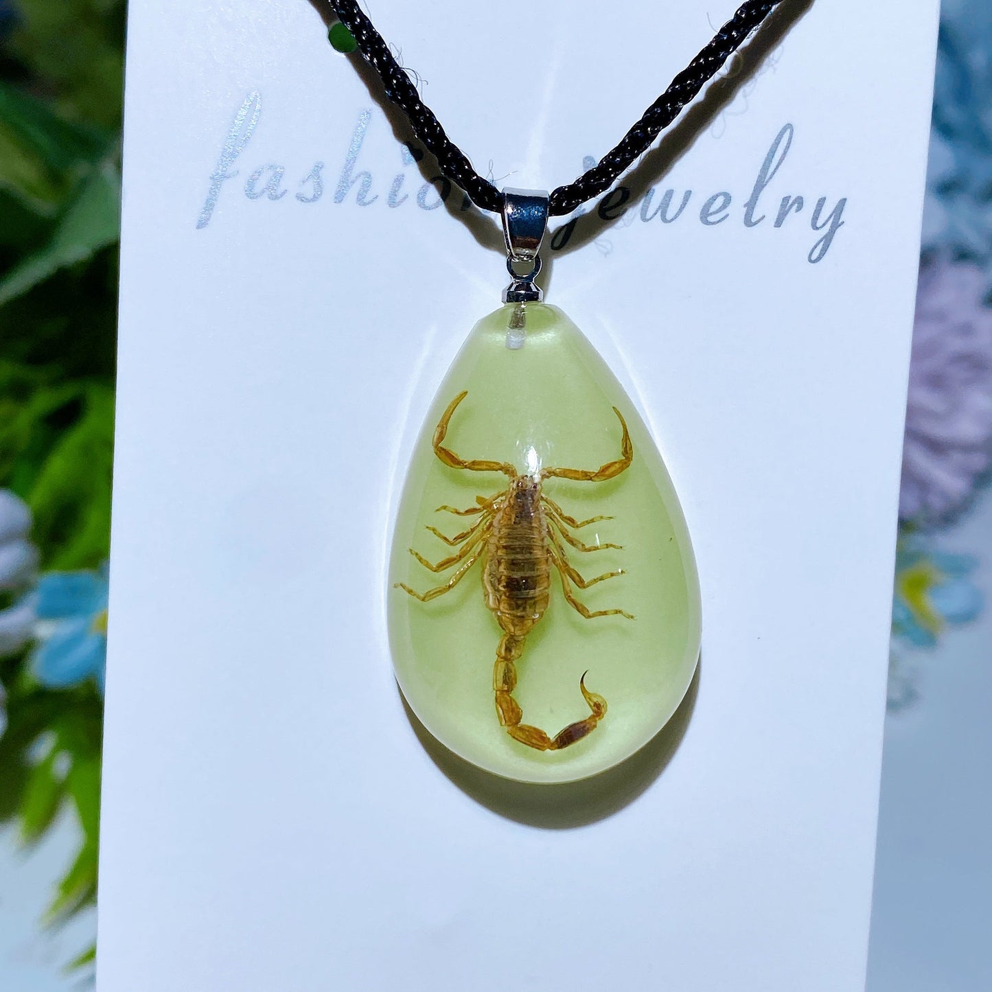 Adjustable Luminous Drop Shape Necklace with Insect Crystal Healing Bulk Wholesale