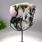 Moss Agate Nine-tails Fox with Moon Carving Crystal Healing Bulk Wholesale