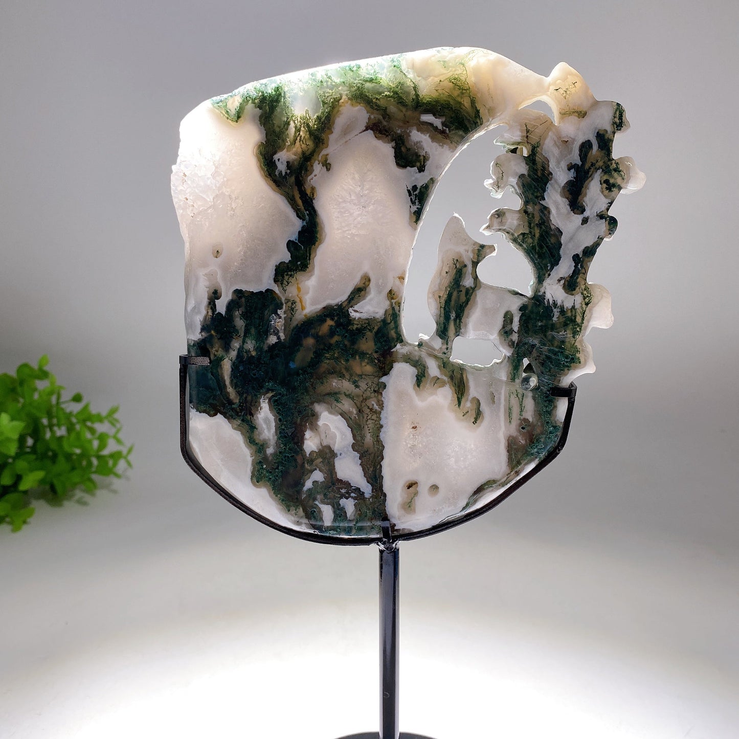 Moss Agate Nine-tails Fox with Moon Carving Crystal Healing Bulk Wholesale