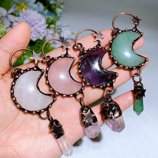 Crystal Moon Shape Pendant Crystal Healing Bulk Wholesale