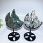 Crystal Wolf on Moon Carving with Stand Free Form Crystal Healing Bulk Wholesale