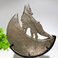 Crystal Wolf on Moon Carving with Stand Free Form Crystal Healing Bulk Wholesale