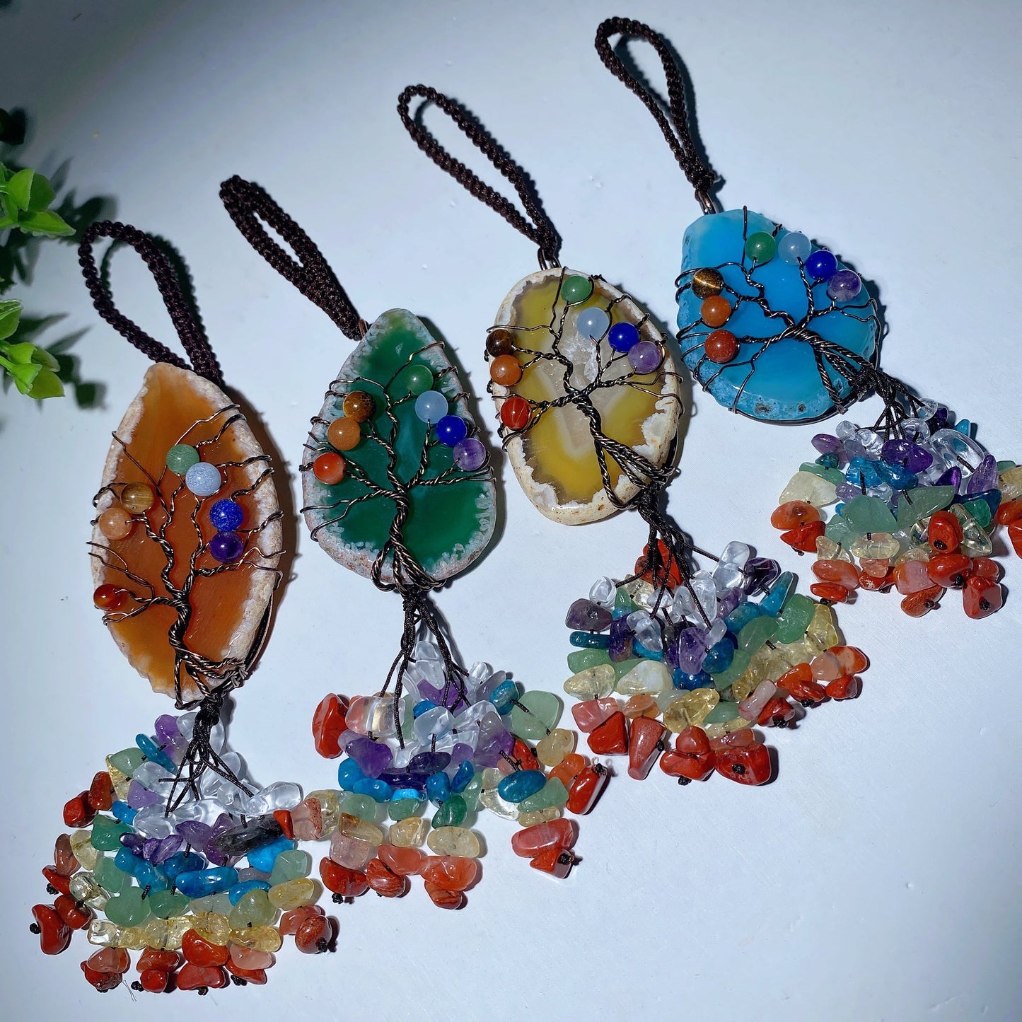 6.5" Colorful Agate Car Hanging Ornament Bulk Wholesale