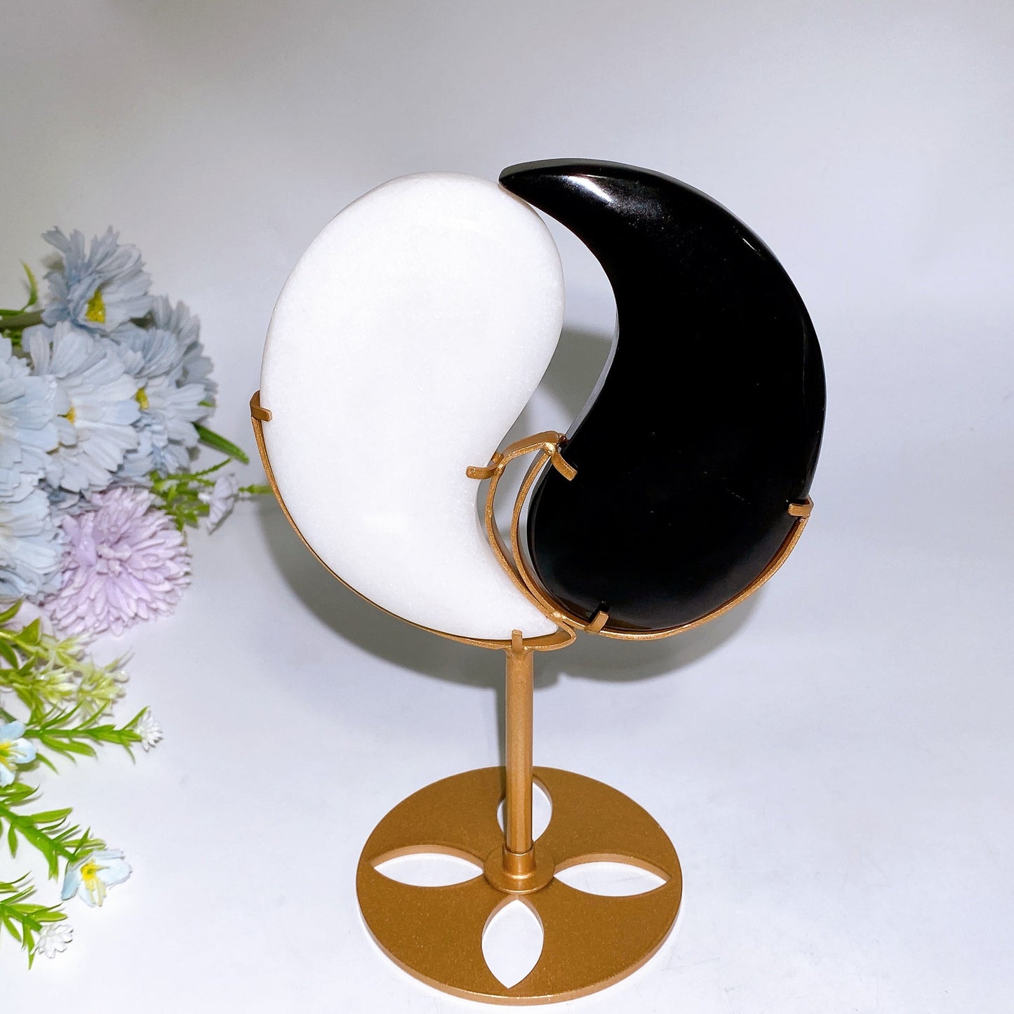 Crystal Taiji Carving with Stand Free Form Crystal Healing Bulk Wholesale