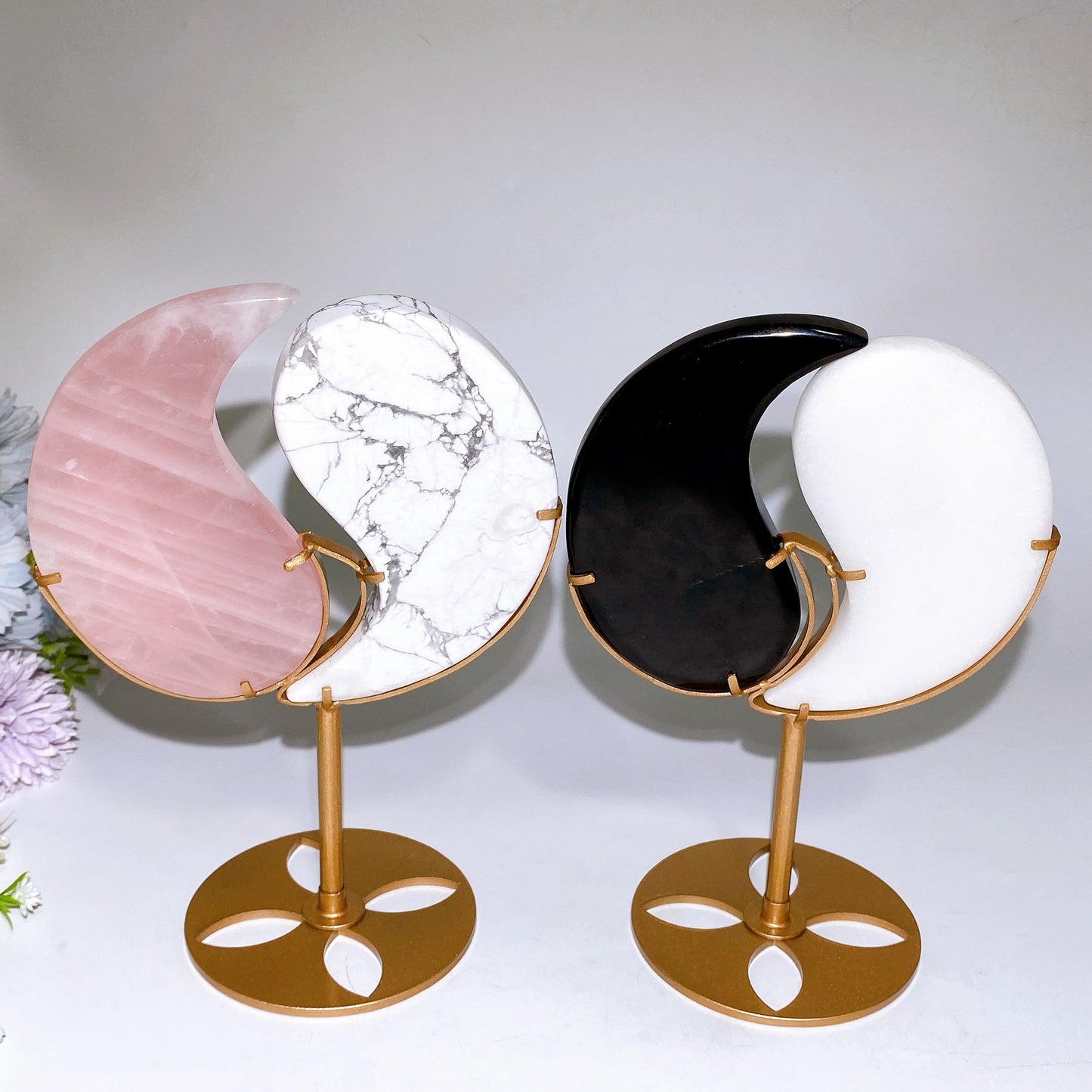 Crystal Taiji Carving with Stand Free Form Crystal Healing Bulk Wholesale