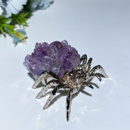 2.4" Crystal Chips Metal Spider Free Form Crystal Healing Bulk Wholesale