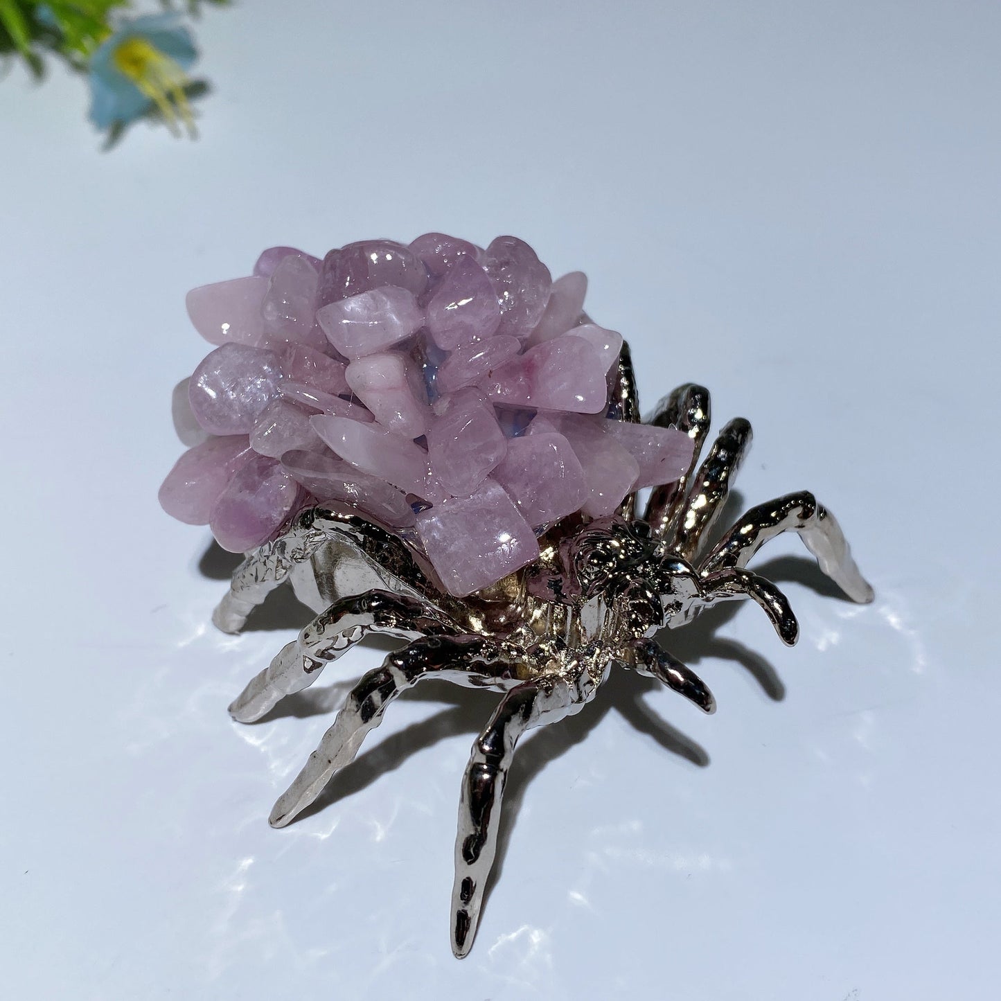 2.4" Crystal Chips Metal Spider Free Form Crystal Healing Bulk Wholesale