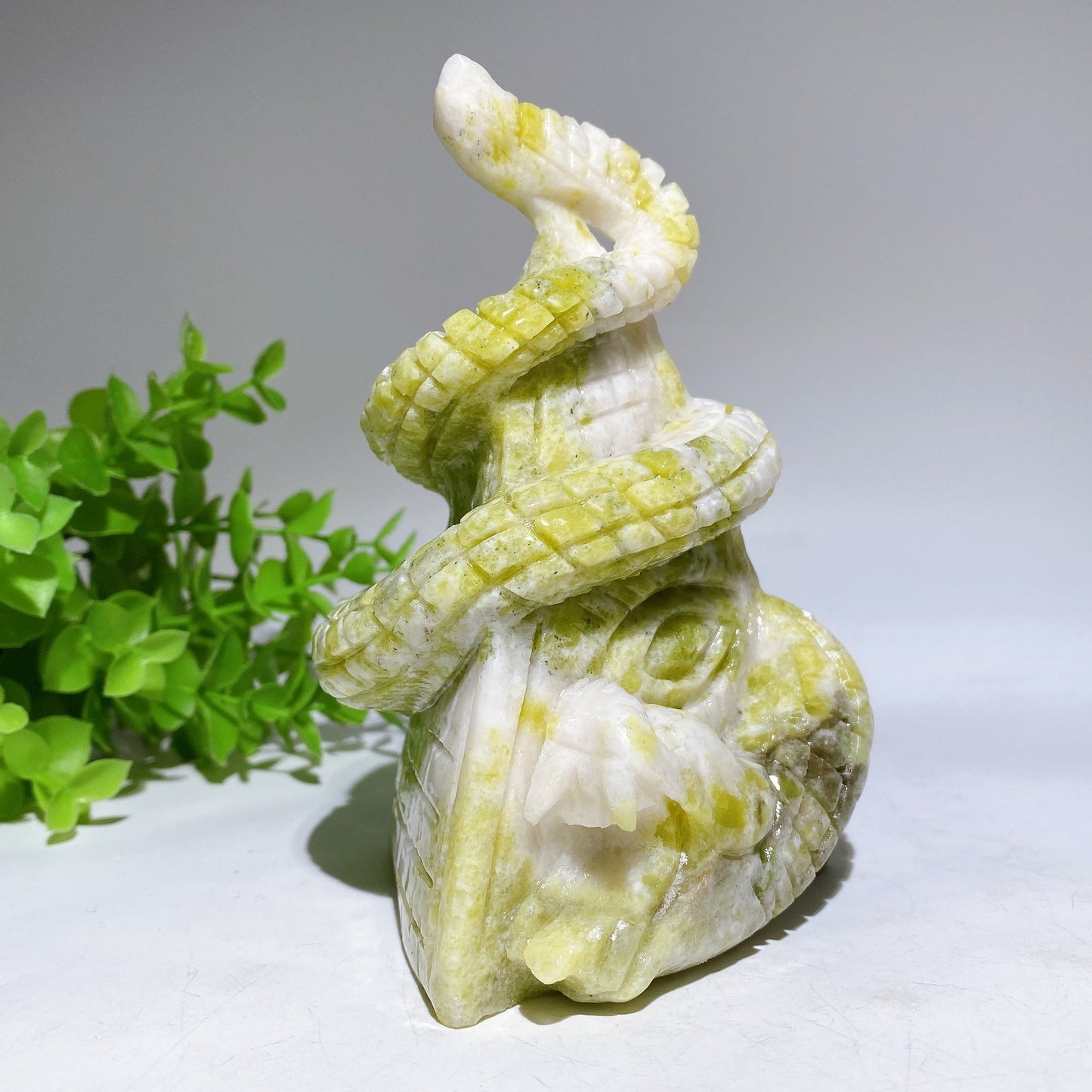 5.2" Jade Snake on Pyramid Carving Crystal Healing Bulk Wholesale