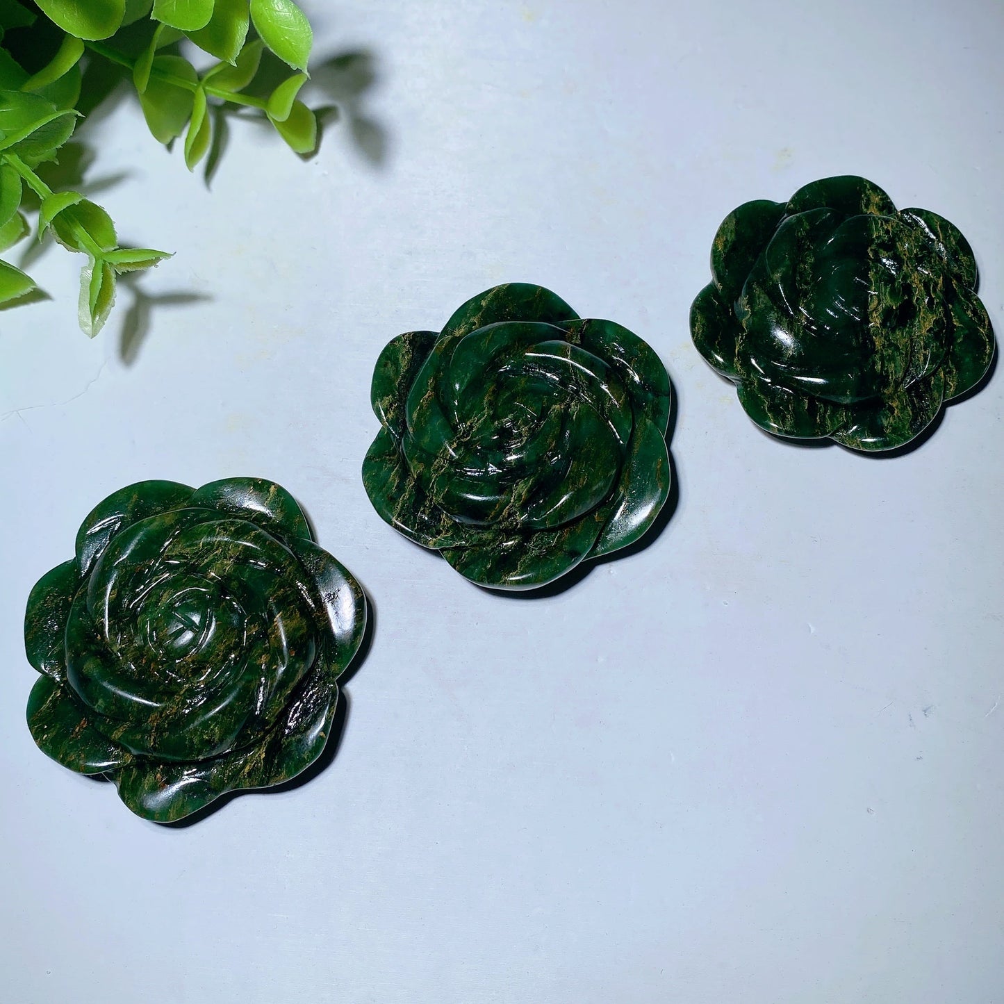 1.95" Emerald Rose Flower Carvings Bulk Wholesale