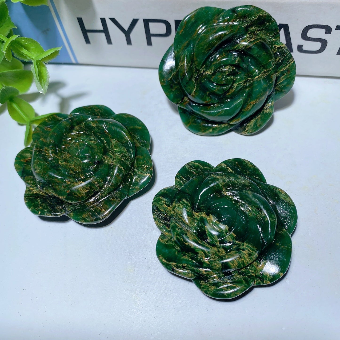 1.95" Emerald Rose Flower Carvings Bulk Wholesale