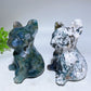 3.8"-4.5" Moss Agate Dog Cat Carving Crystal Healing Bulk Wholesale