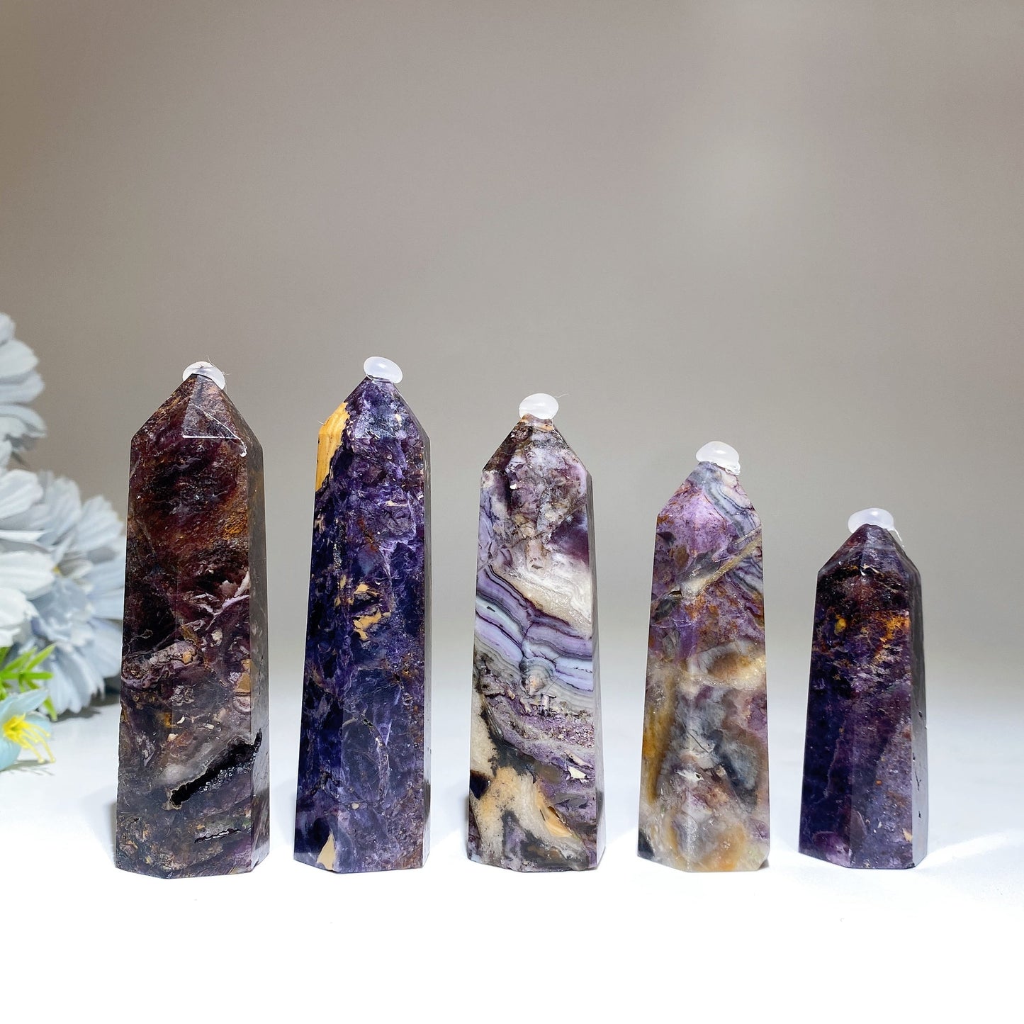 2.4"-3.8" Brecciated Fluorite Point Crystal Healing Bulk Wholesale