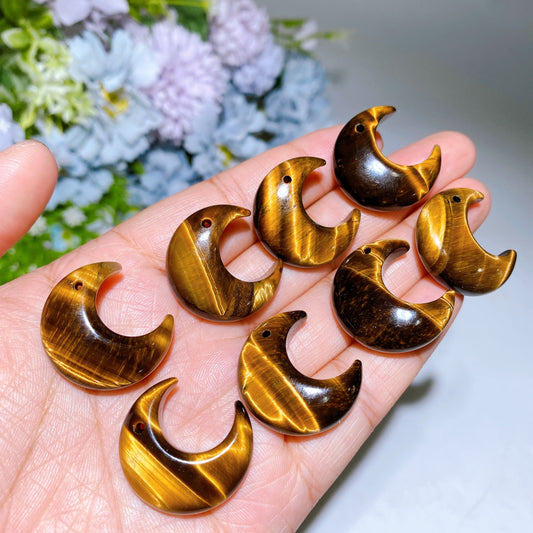 25mm Crystal Driled Moon Pendant Crystal Healing Bulk Wholesale