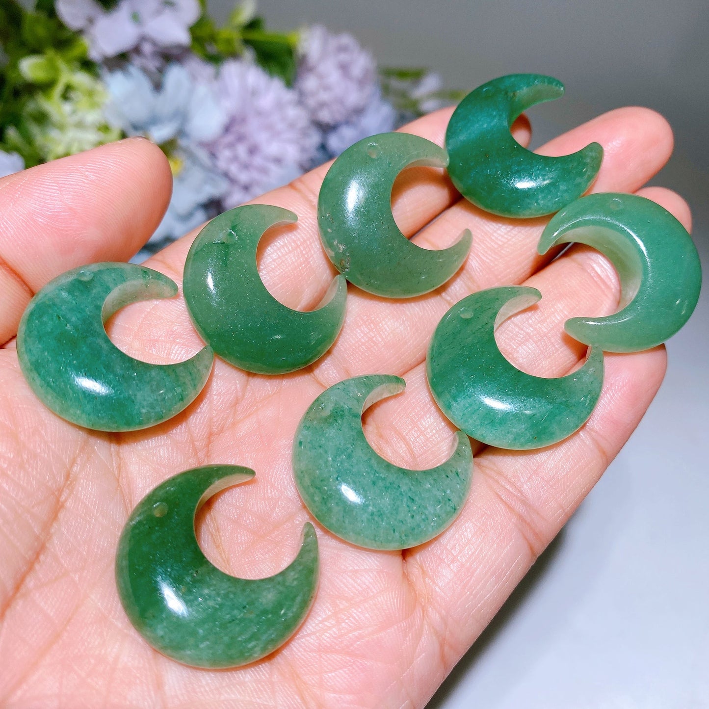 25mm Crystal Driled Moon Pendant Crystal Healing Bulk Wholesale
