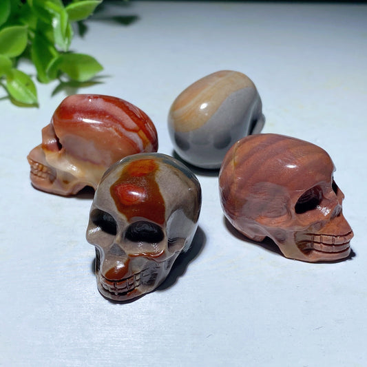 1.15" Mini Polychrome Skull Carvings Bulk Wholesale