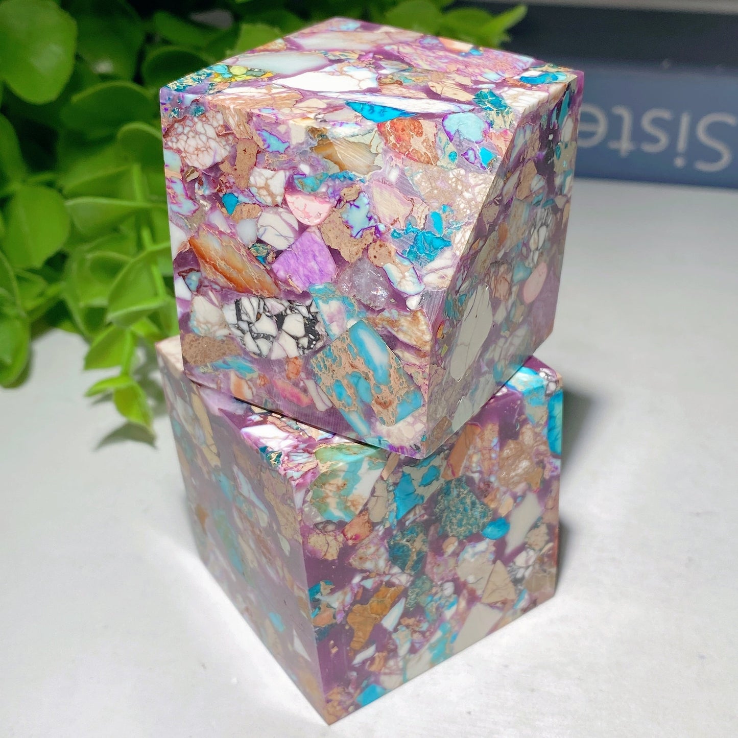 1.6" Glued Natural Turquoise Chips Cube Bulk Wholesale