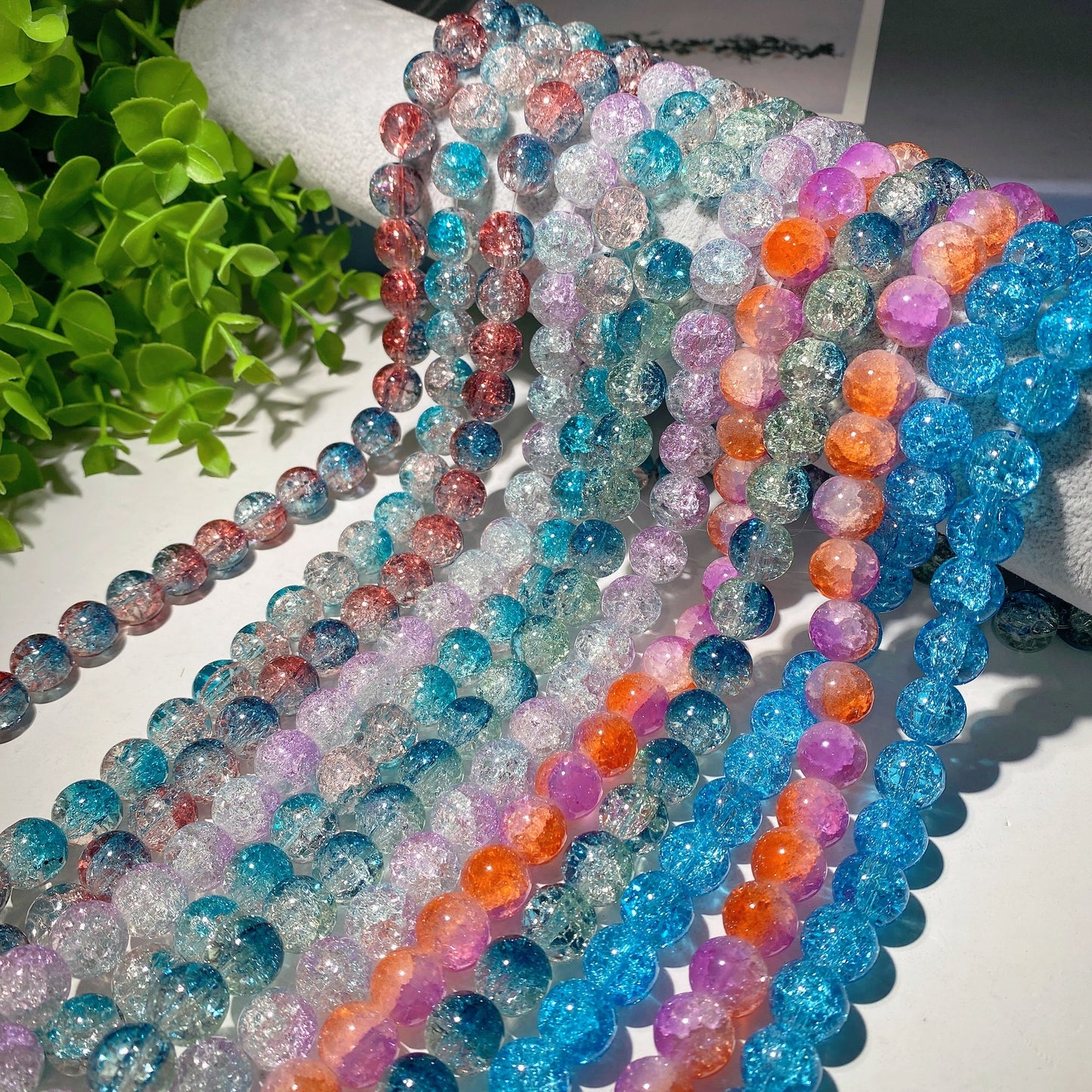 12mm Colorful Crack Crystal Beads Strand Bulk Wholesale