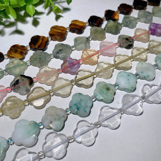 Mixed Crystal Four Leaf Clover Carvings Strands Bulk Wholesale