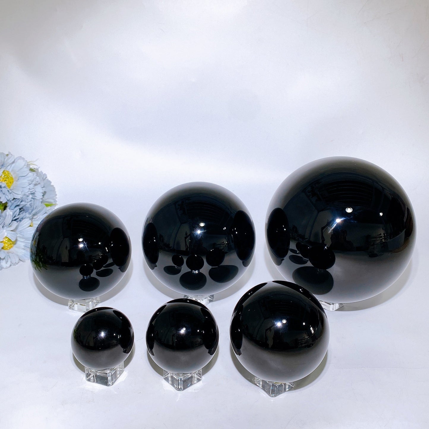 5-15cm Black Obsidian Sphere Crystal Healing Bulk Wholesale