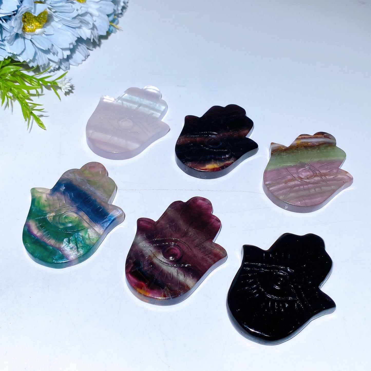 2.9" Crystal Hand with Horu's Eye Crystal Healing Bulk Wholesale