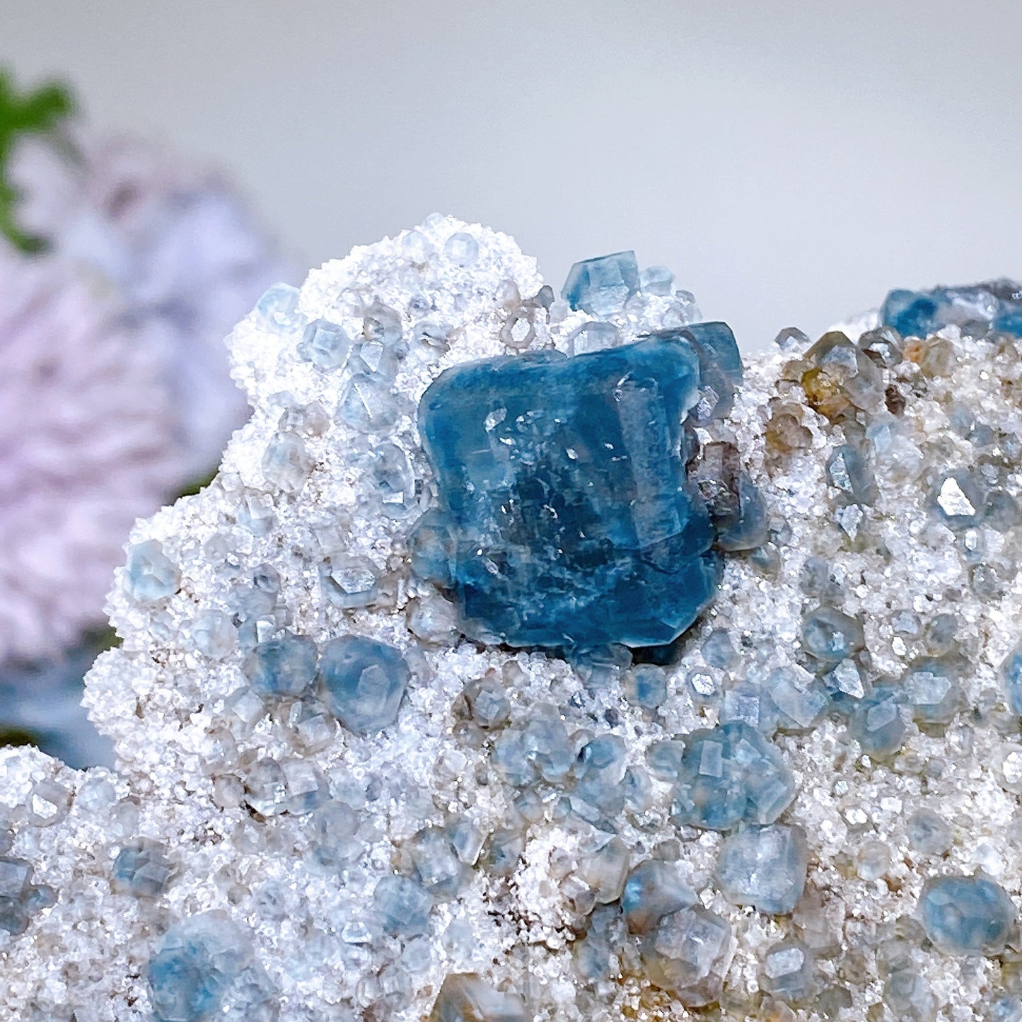 18cm Unique Sugar Blue Fluorite Ship Shape Specimen with Stand Crystal Healing Bulk Wholesale