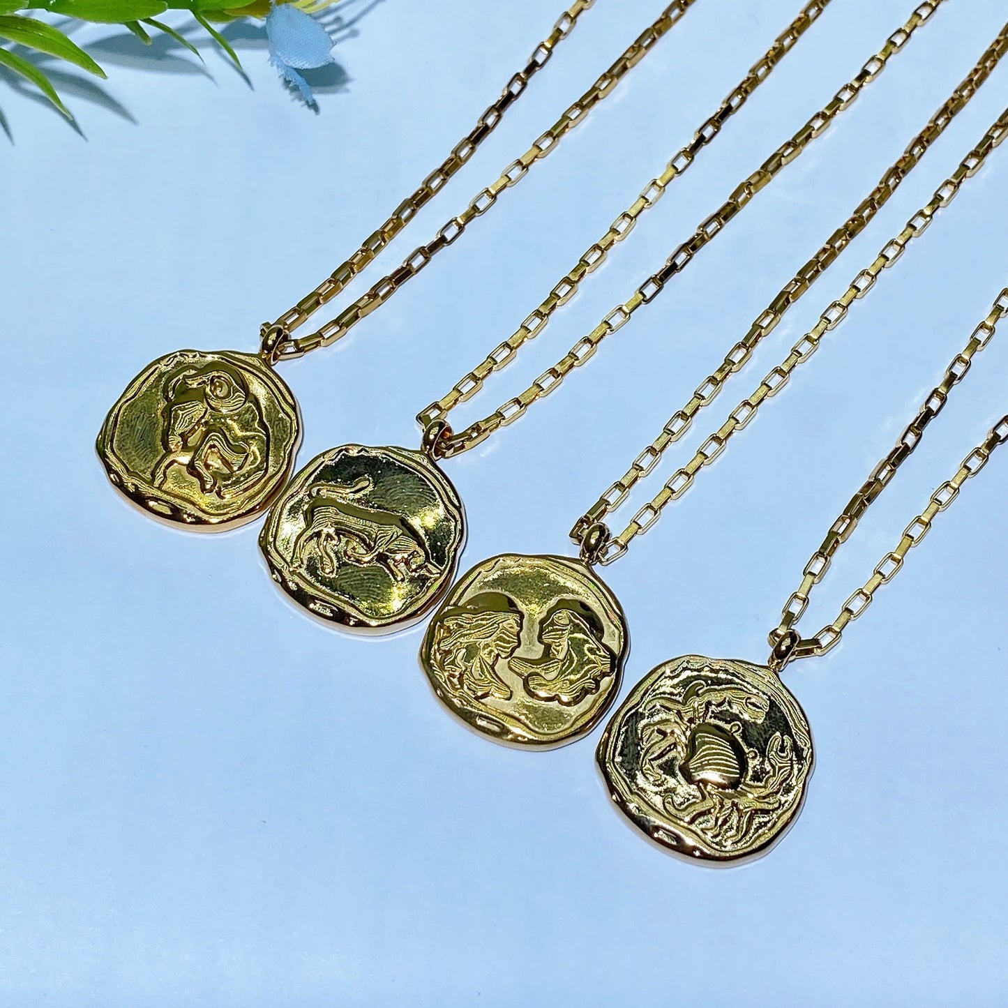 12 Constellations Golden Color Necklace Crystal Healing Bulk Wholesale