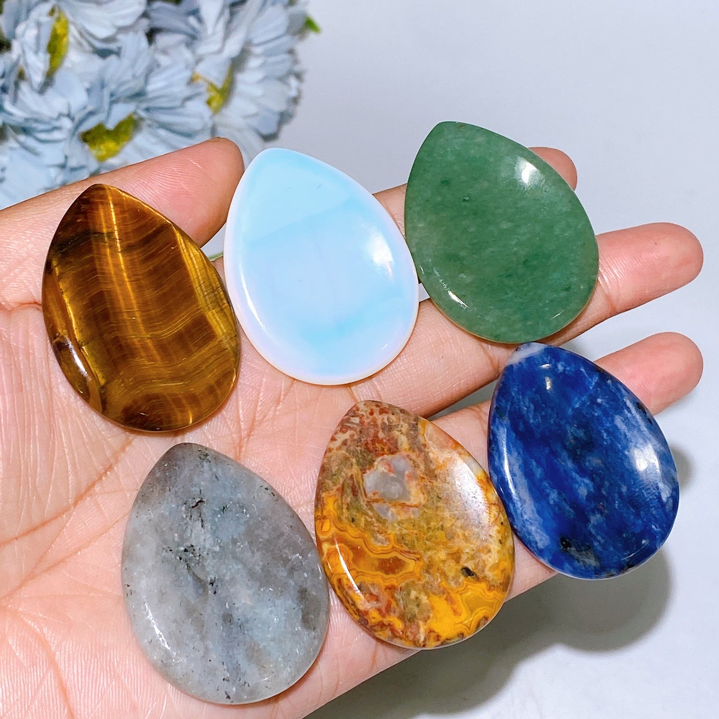 1.8" Crystal Water-drop Shape Worry Stone Crystal Healing Bulk Wholesale