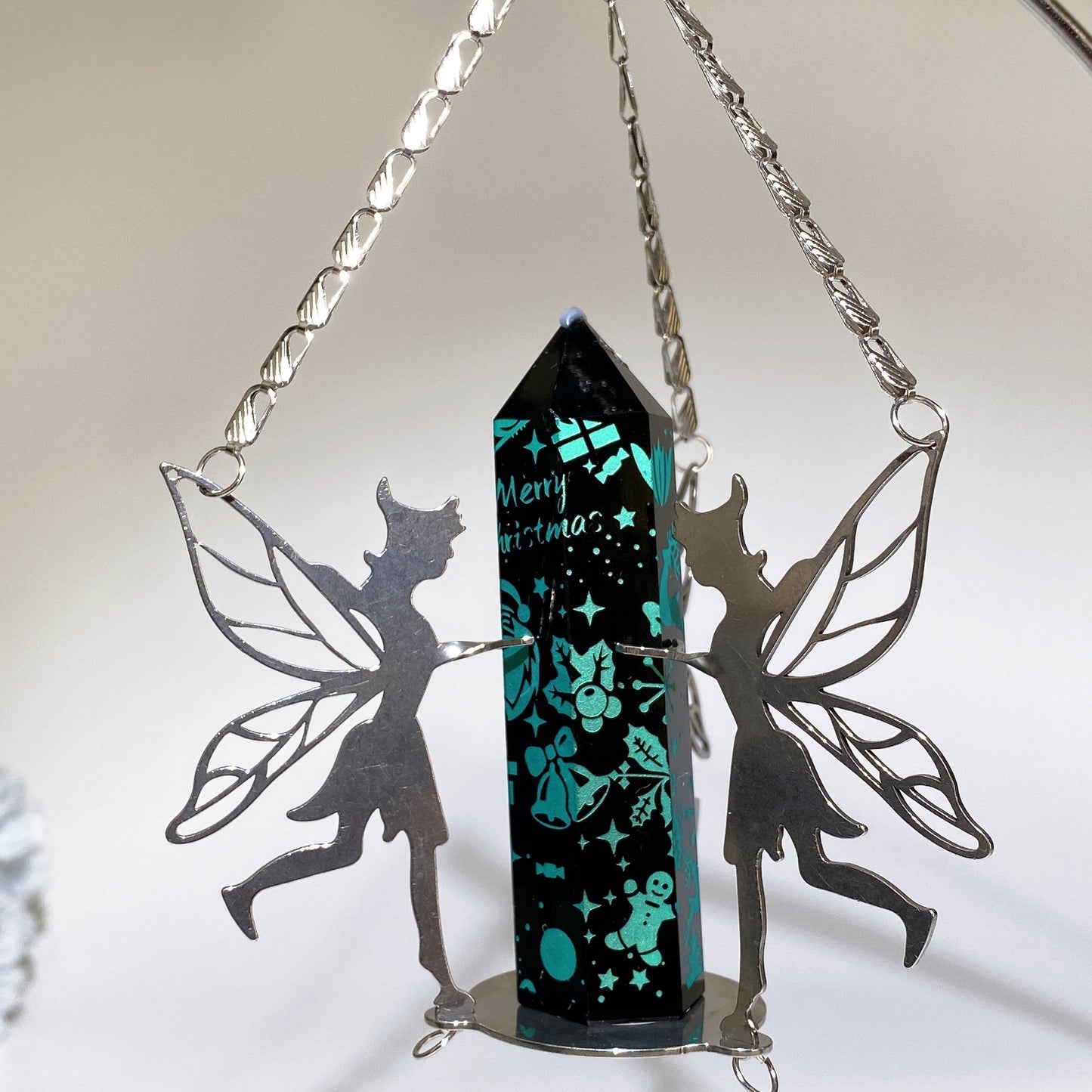 Metal Fairy Decor Stand with Wooden Base for Point Crystal Healing Bulk Wholesale