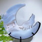 Druzy Agate Wolf on Moon Carving with Stand Crystal Healing Bulk Wholesale