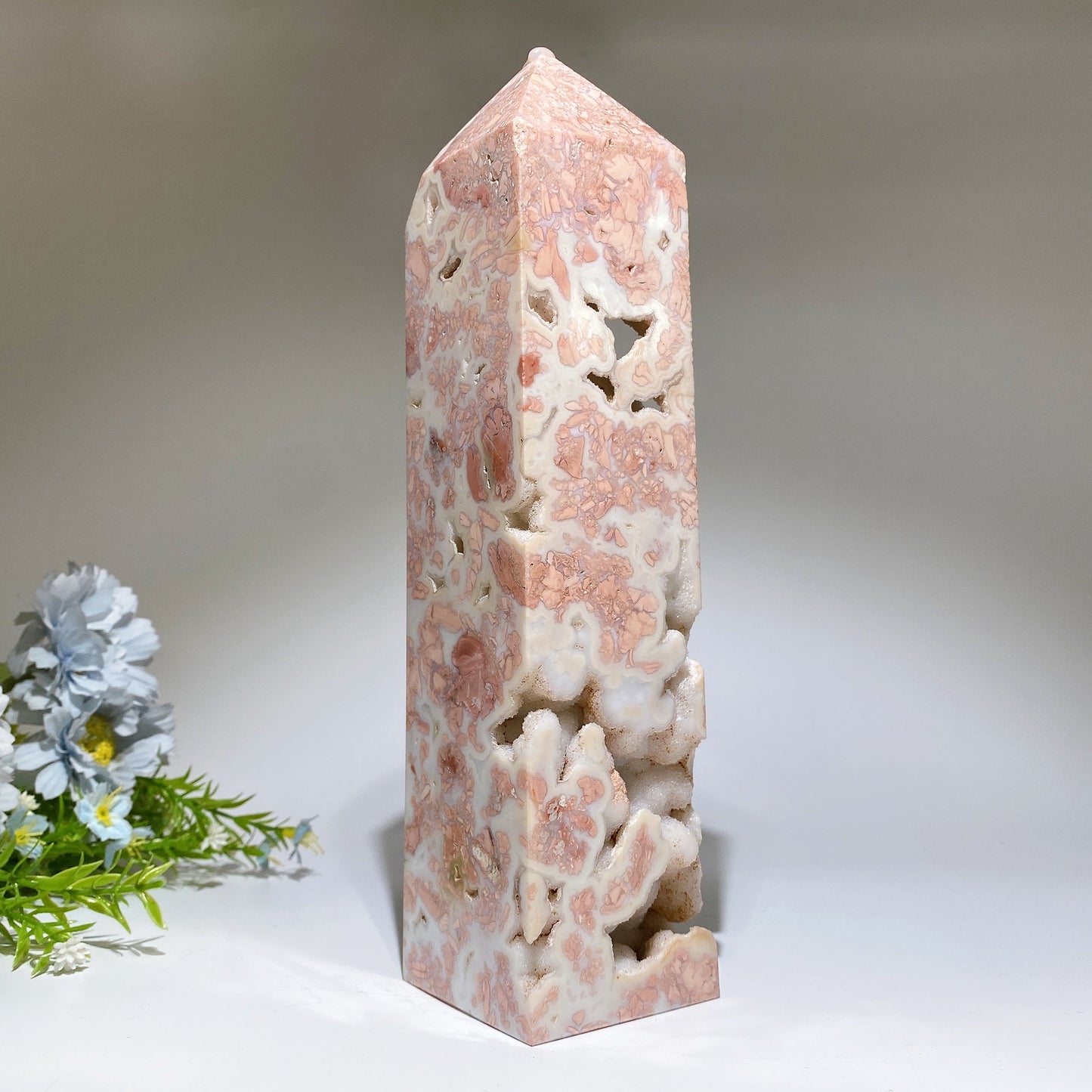 27cm Unique Druzy Cotton Candy Agate Tower Crystal Healing Bulk Wholesale