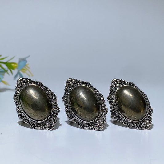 Copper Silver Plated Pyrite Ring Crystal Healing Bulk Wholesale