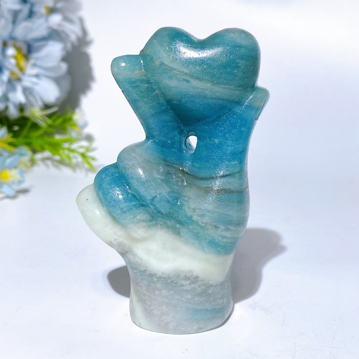 3.1" Crystal Finger Heart Carving Crystal Healing Bulk Wholesale