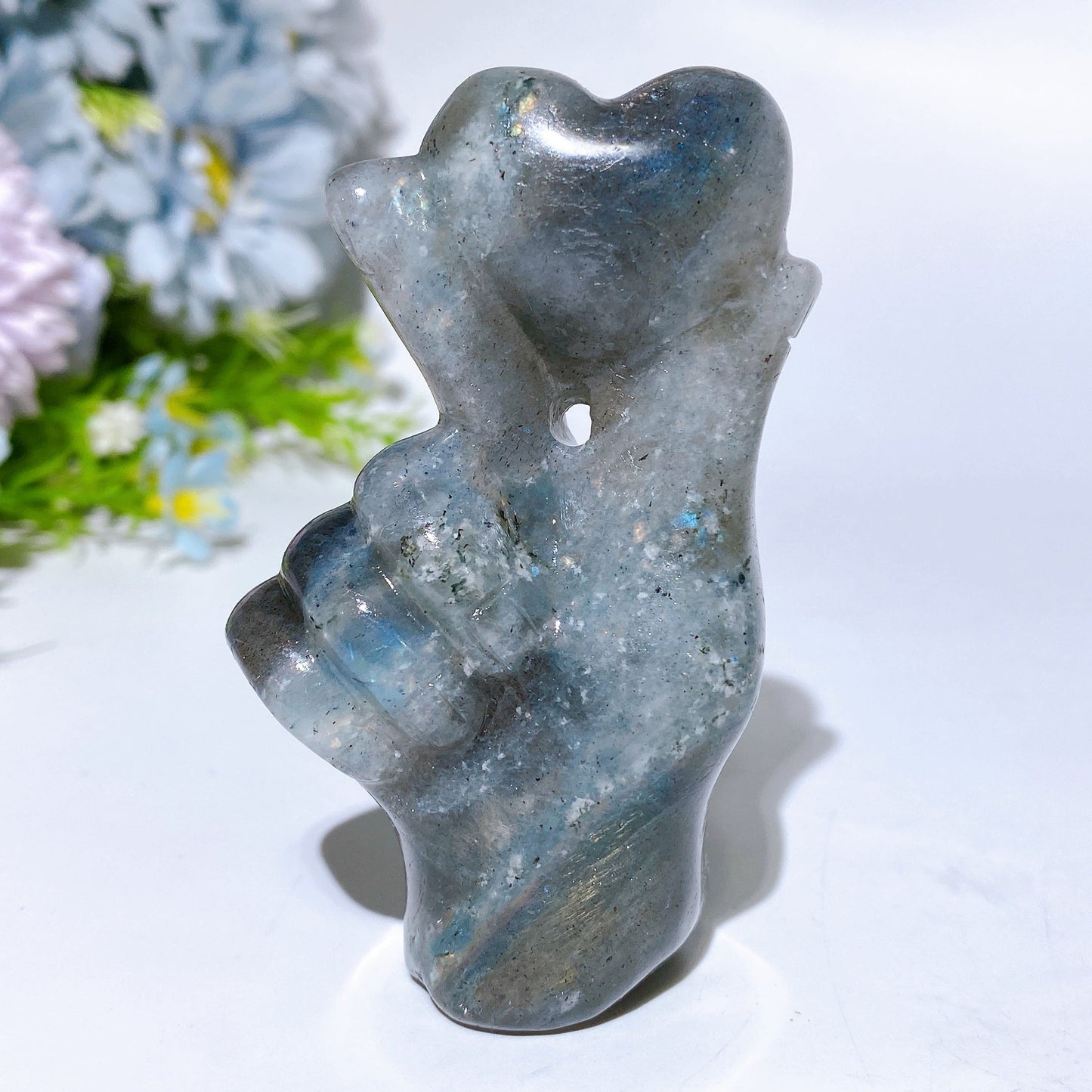 3.1" Crystal Finger Heart Carving Crystal Healing Bulk Wholesale