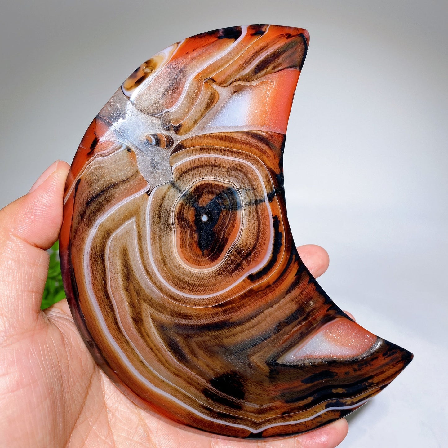 Druzy  Sardonyx Moon Carving with Stand Crystal Healing Bulk Wholesale