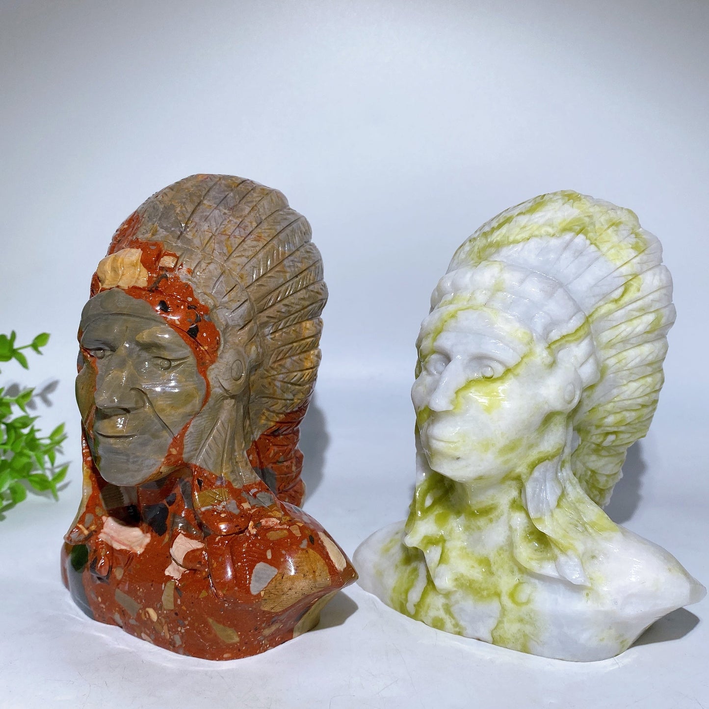 6.2" Jade Indian Bust Carving Crystal Healing Bulk Wholesale