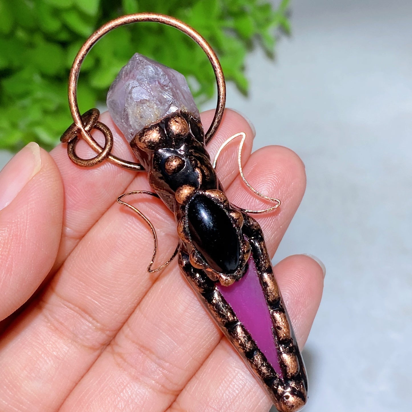 Colorful Agate with Amethyst Pendant Crystal Healing Bulk Wholesale