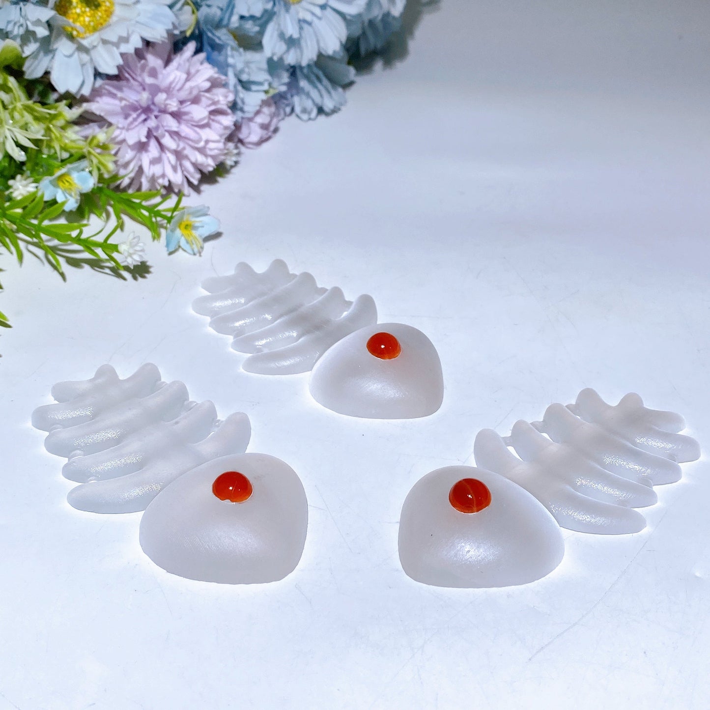 4.0" Selenite Fish Bone Carving Crystal Healing Bulk Wholesale