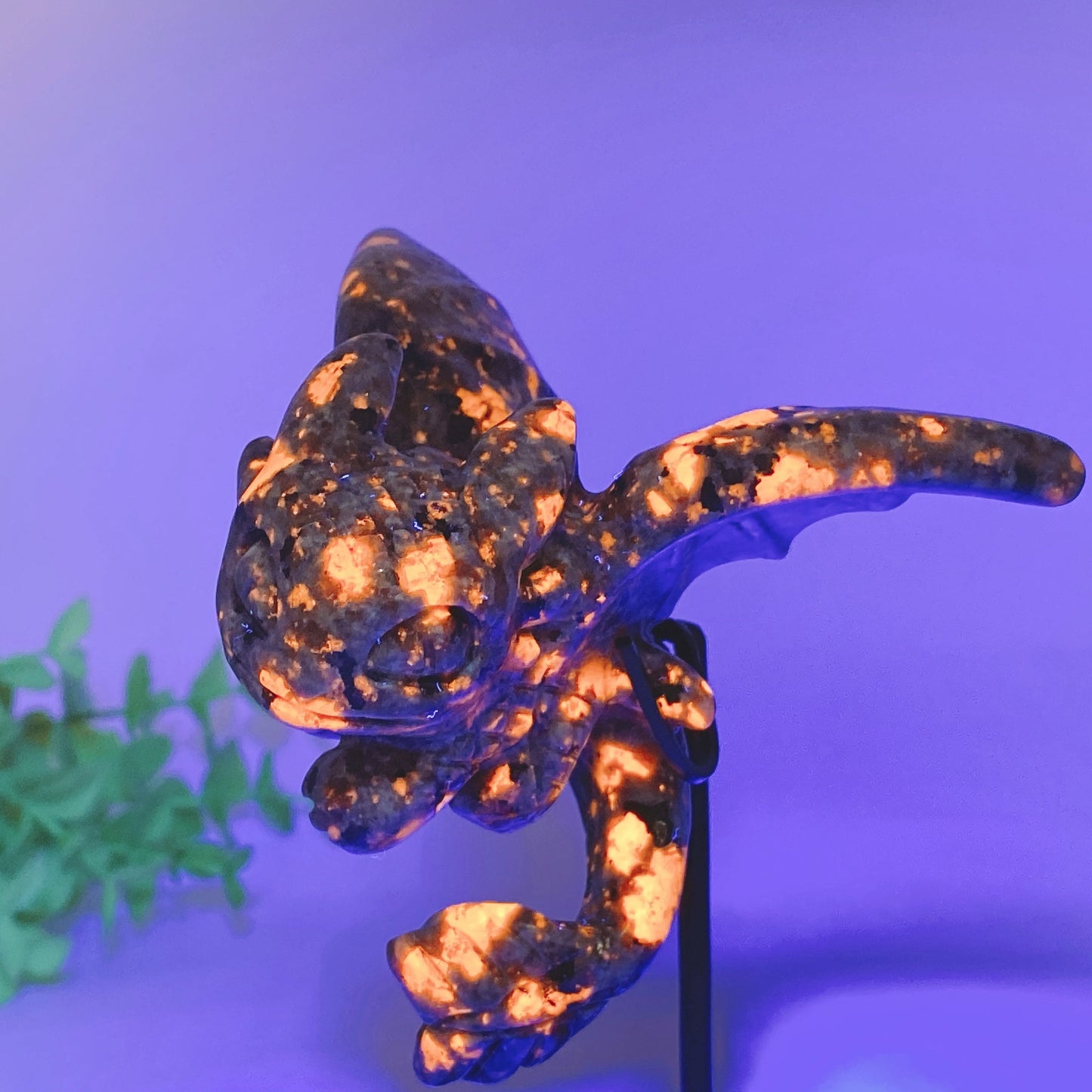 UV Reactive Yooperlite Toothless Carving with Stand Crystal Healing Bulk Wholesale