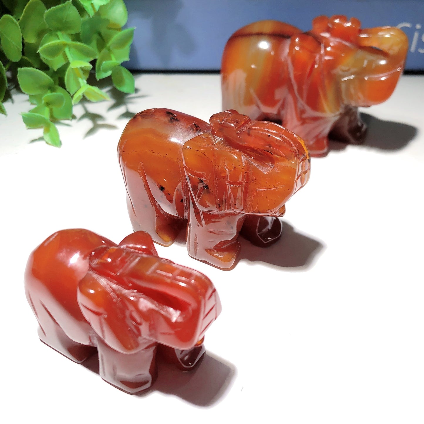 2.0"-2.8" Carnelian Elephant Carvings Bulk Wholesale