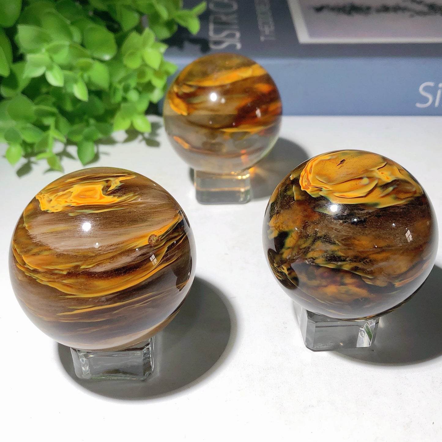 2.05" Yellow Tiger's Eye Melting Sphere Bulk Wholesale