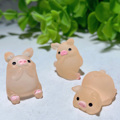 3pcs Luminous Resin Piggy Carvings Bulk Wholesale